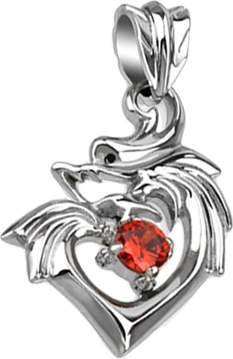 Image du produit Star Piercing Pendentif argent dragon coeur avec cristal (Acier chirurgical)