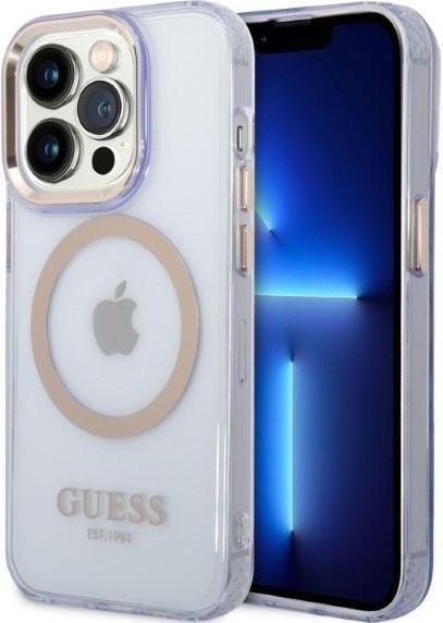 Immagine prodotto Guess GUHMP14LHTCMU Custodia rigida per iPhone 14 Pro 6.1" viola/viola Profilo oro MagSafe traslucido (Apple iPhone 14 Pro)