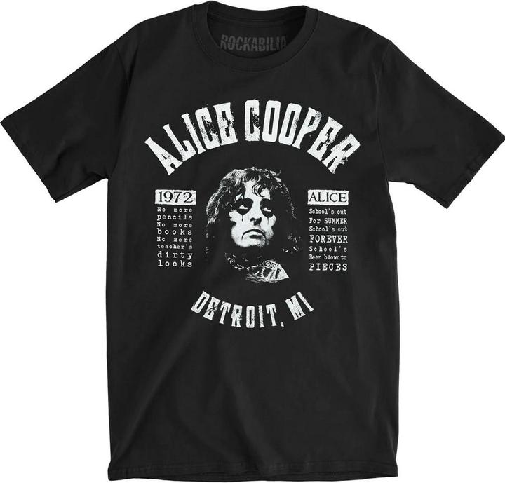 Immagine prodotto Alice Cooper School's Out Maglietta Testo di Canzone Adulto Unisex (M)
