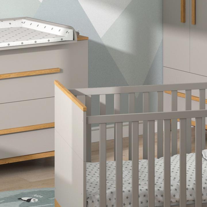 Produktbild VitaliSpa Kinderzimmer-Set Malia, Cashmere-Eiche, 5 Teile (Babybett, Kinderkleiderschrank, Wickelkommode)
