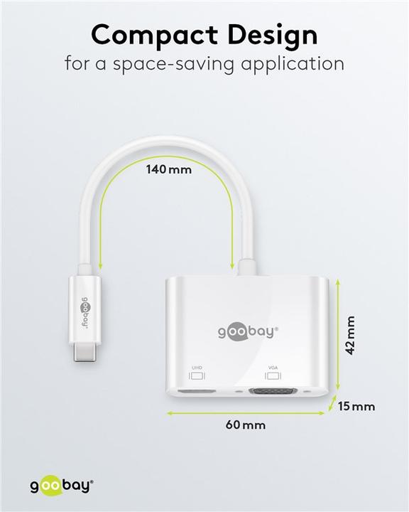 Actual product image Goobay USB-C™ Multiport Adapter HDMI™+VGA, 1pcs. in polybag, White (USB-C, 1 Ports)