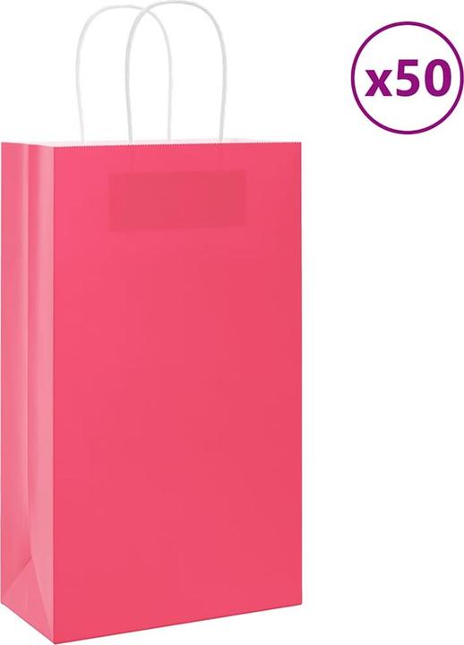 Actual product image VidaXL Kraft paper bags 50 pcs. with handle Pink 21x11x36 cm Paper bag (Gift bag, 50 x)