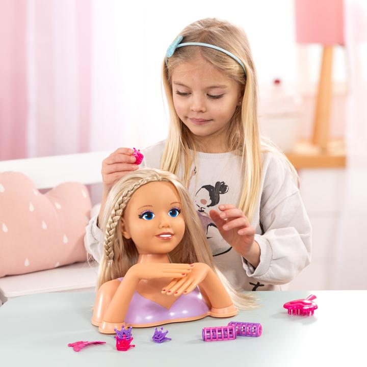 Actual product image Magni Make-up and hairdressing head My Lovely Princess blonde hair 25cm with cosmetics