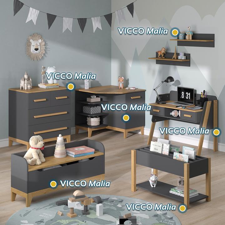 Produktbild VitaliSpa Wickelkommode Malia, Grau/Eiche, 85 x 85.2 cm mit Tür
