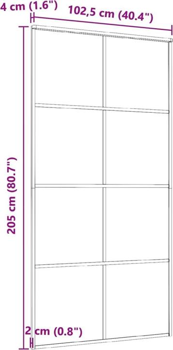 Actual product image Diverse Hardware Schiebetür Aluminium und ESG Glas 102,5x205 cm Schwarz