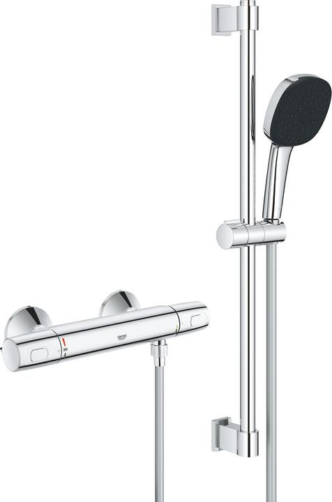 Grohe Precision Trend QuickFix Thermostat-Duscharmatur und Vitalio Comfort 110 Brausestangenset, Länge 600