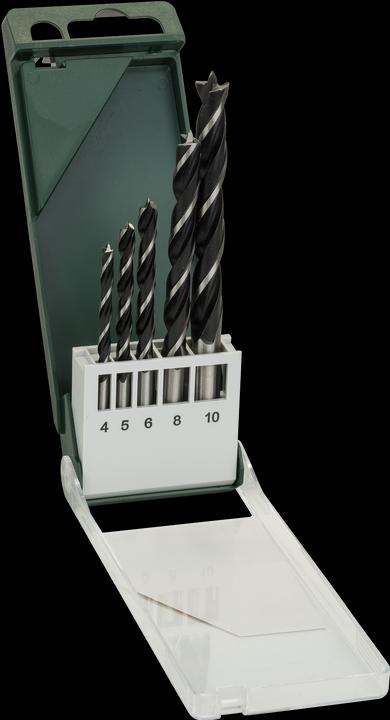 Bosch Zubehör Set di 5 punte per legno 4.0 5.0 6.0 8.0 10.0 mm (4 mm, 5 mm, 6 mm, 8 mm, 10 mm)