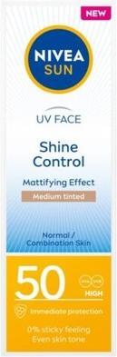 NIVEA Sun Uv Face Shine Control Mattifying Face Cream With High Protection Spf50 Medium Tinted 50Ml (Sonnencreme Gesicht, SPF 50, 50 ml)
