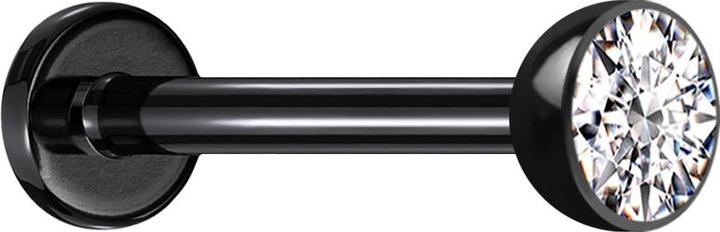Actual product image Star Piercing Micro Threadless Labret schwarz Halbkugel mit Kristall silber (Titanium G23, without brass)