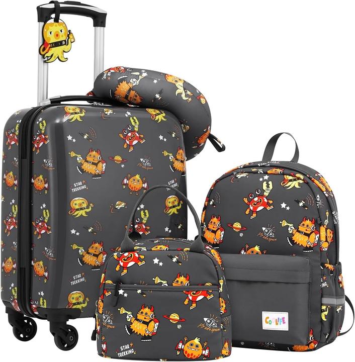 Immagine prodotto Coolife Kinderkoffer-Set mit Rucksack (Bagaglio a mano (fino a 50 litri))
