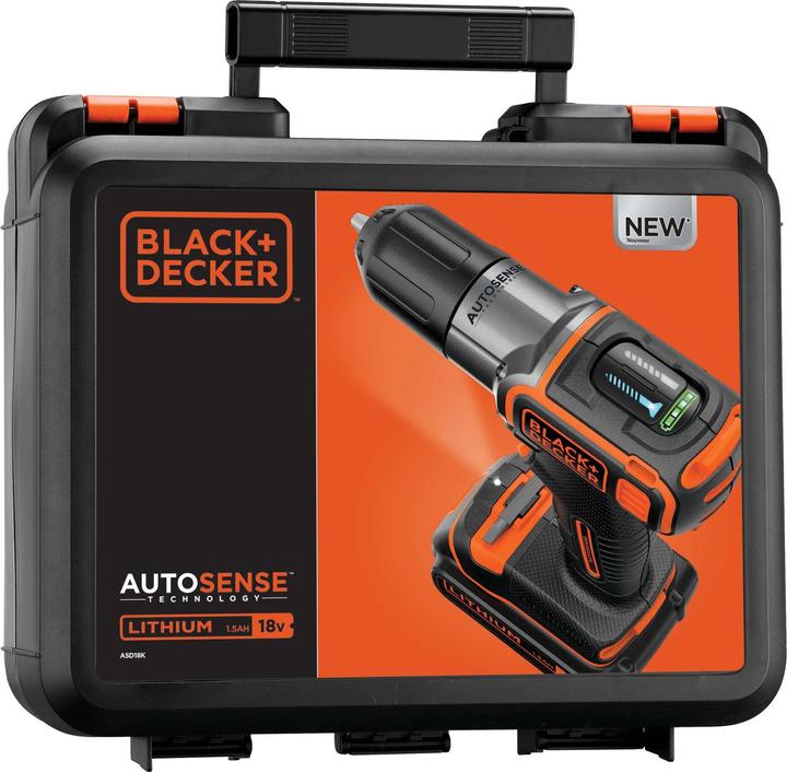 Actual product image Black & Decker 18V cordless drill Autosense (Rechargeable battery operated)