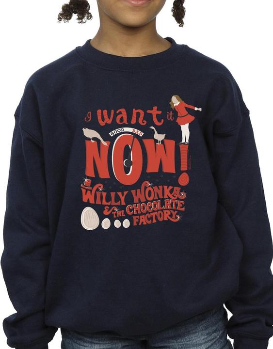 Produktbild Willy Wonka & the Chocolate Factory Verruca Salt I Want It Now Sweatshirt Mädchen (128)