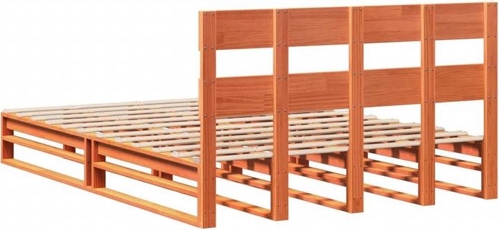 Actual product image VidaXL Solid wood bed Wooden bed Bed pallet bed with headboard 135x190cm pine (135 x 190 cm)