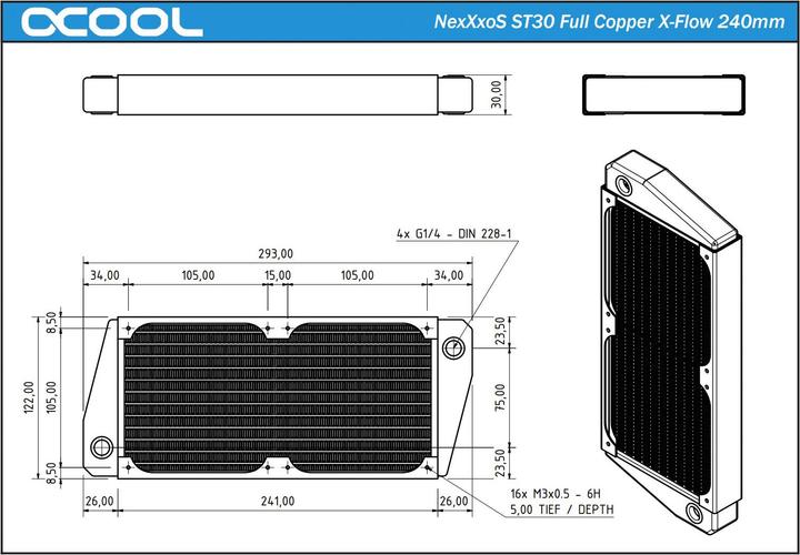 Actual product image Alphacool NexXxoS ST30 Full Copper X-Flow 240mm (120 mm)