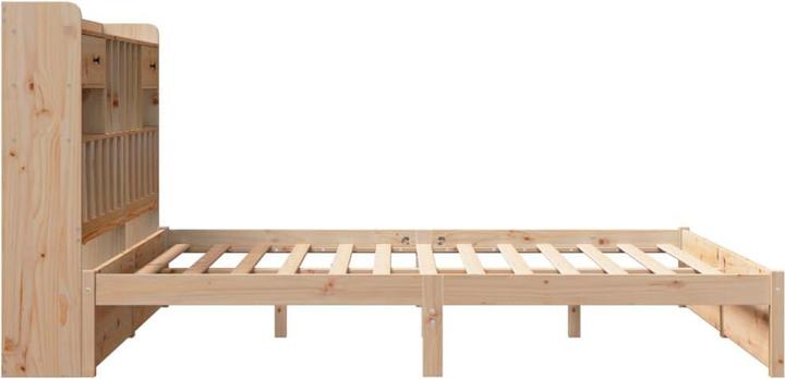 Produktbild VidaXL Massivholzbett Holzbett Bett Doppelbett mit Regal ohne Matratze 200x200cm (200 x 200 cm)