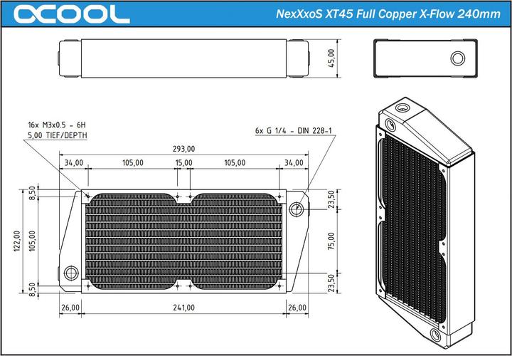 Image du produit Alphacool NexXxoS XT45 Full Copper X-Flow 240mm (120 mm)