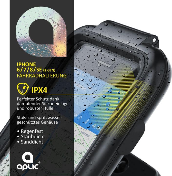 Produktbild Aplic Handy Fahrradhalterung, wasserabweisende Halterung für Apple iPhone 6 / 6s / 7 / 8 / SE 2nd 3rd Gen