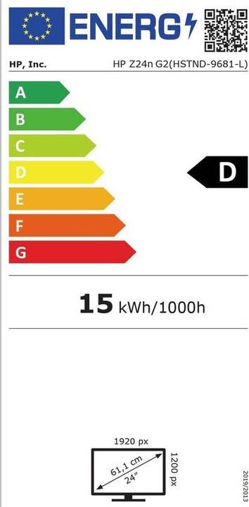 Energy Label HP Z24n G2 (1920 x 1200 pixels, 24")