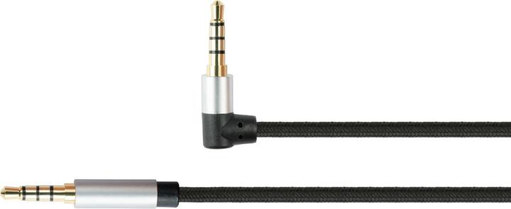 Python Câble de connexion audio de haute qualité, prise jack 3,5mm à 4 pôles vers prise jack coudée, Texti (1.50 m, 2,5 mm)
