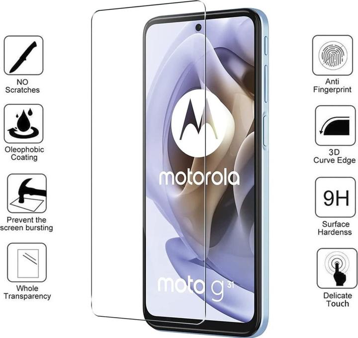 Immagine prodotto Screenguard Motorola Moto G31 Pellicola protettiva in vetro Custodia Design amichevole (1 Pezzo/i, Motorola Moto G31)