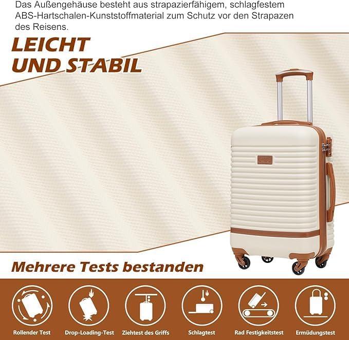 Immagine prodotto Coolife 5-teiliges Hartschalenkoffer-Set mit Reiserucksack & Kulturbeutel (93 l, Bagaglio a mano (fino a 50 litri), M (50 - 90l), L (90 - 115l))