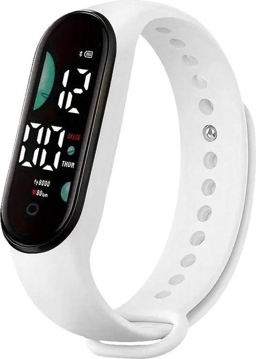 Actual product image Cbx Sport LED-Digitaluhr mit Silikonarmband 12-Stunden-Anzeige Weiss (45 mm)