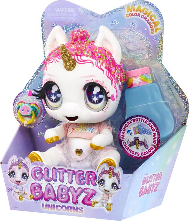 Actual product image MGA Glitter Babyz Unicorn Doll-White Rainbow