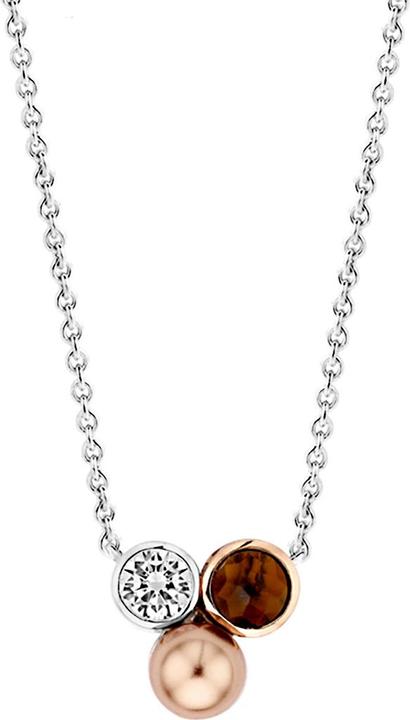 Actual product image Ti Sento Milano Necklace brown with shell pearl and zirconia bicolour 3909PR/42 (925 Sterling silver, 48 cm)