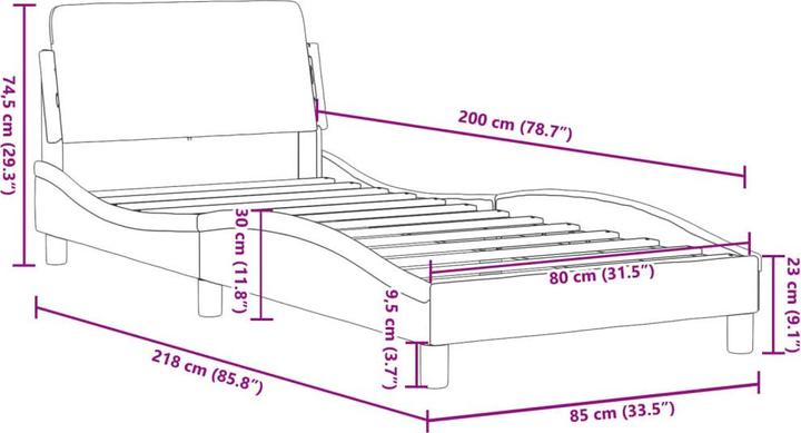 Immagine prodotto VidaXL Struttura letto con testiera in velluto (80 x 200 cm)