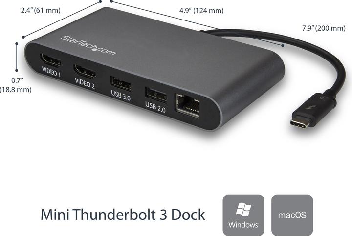 Produktbild StarTech TB3DKM2HD (USB-C, 1 Ports)
