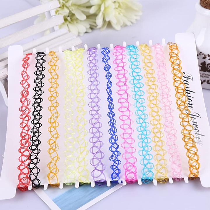 Actual product image Cbx 12 pieces elasticated tattoo necklaces fish thread
