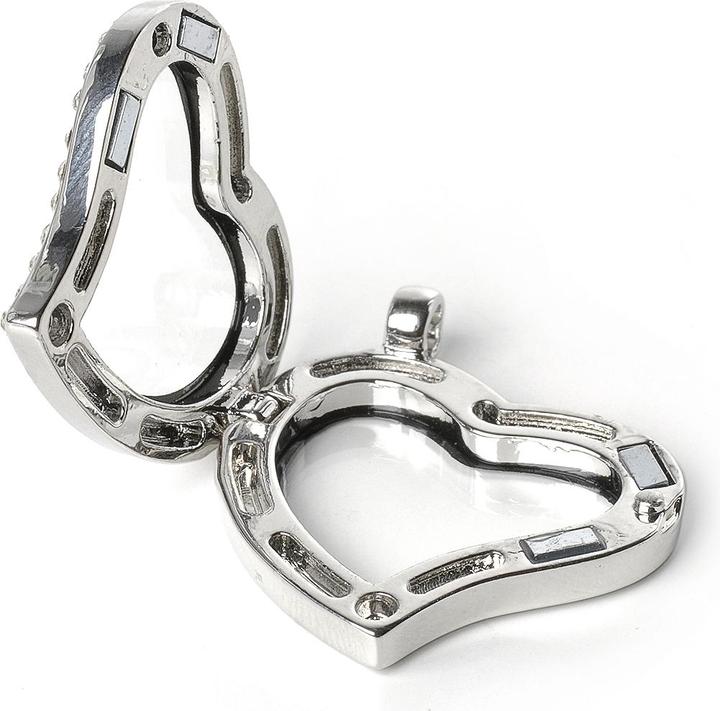 Image du produit Hobby & Crafting Fun Pendentif médaillon "coeur avec strass", Ø ca. 2,8cm, métal / verre (Métal)