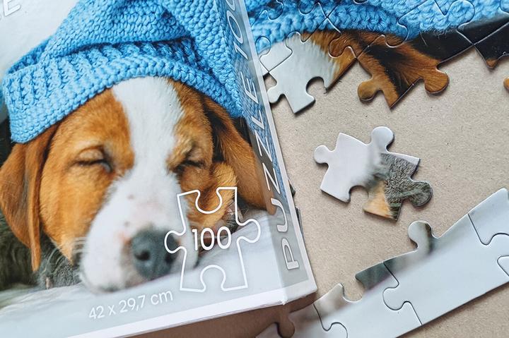 Produktbild Selecta Spielzeug Puzzle Süsses Kätzchen und schläfriger Hund, 100 Teile. (100 Teile)