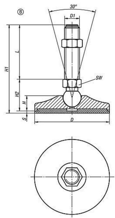 Productafbeelding Kipp Knikvoet K0742, staal, vorm B