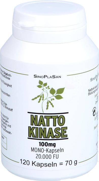 Valori nutrizionali e ingredienti SinoPlaSan Nattokinase 100 mg Mono 20.000 FU Capsule, 120 Capsule (120 Pezzo/i, Pillole, 120 g)