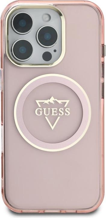 Actual product image Guess Hardcase MagSafe IML Metal Mountain Logo Case for iPhone 16 Pro 6,3" Pink (Apple iPhone 16 Pro)