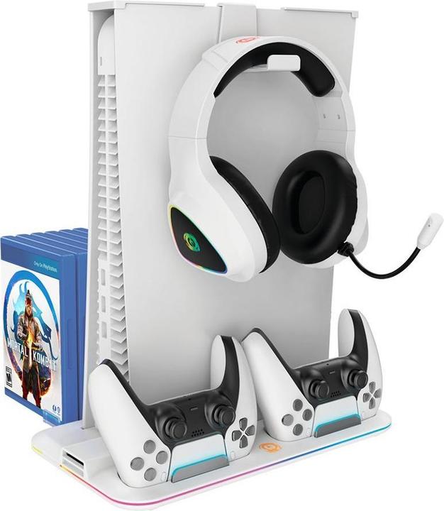 Produktbild Canyon CS-5, PS5 Charger stand, with RGB light,, with + cable, 475±, Baltas (PS5)