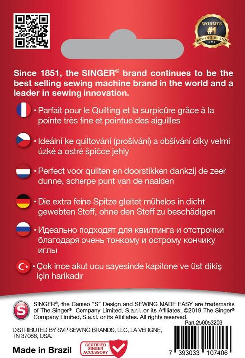 Produktbild Singer MICROTEX Nähmaschinennadel, 80/12, 5er Pack