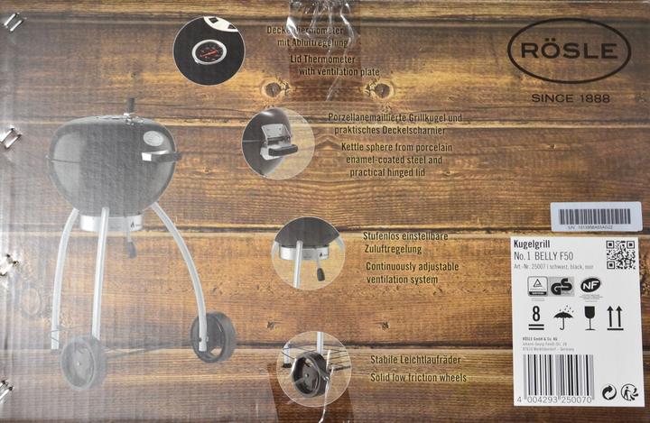 Produktbild Rösle Holzkohlengrill NO.1 BELLY F50 schwarz (50 cm)