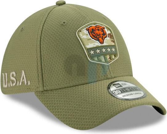 Produktbild New Era NFL - Chicago Bears - On Field 2019 Salute to Service Olive 39Thirty Cap Oliv SM (54, 55, 56, 57)