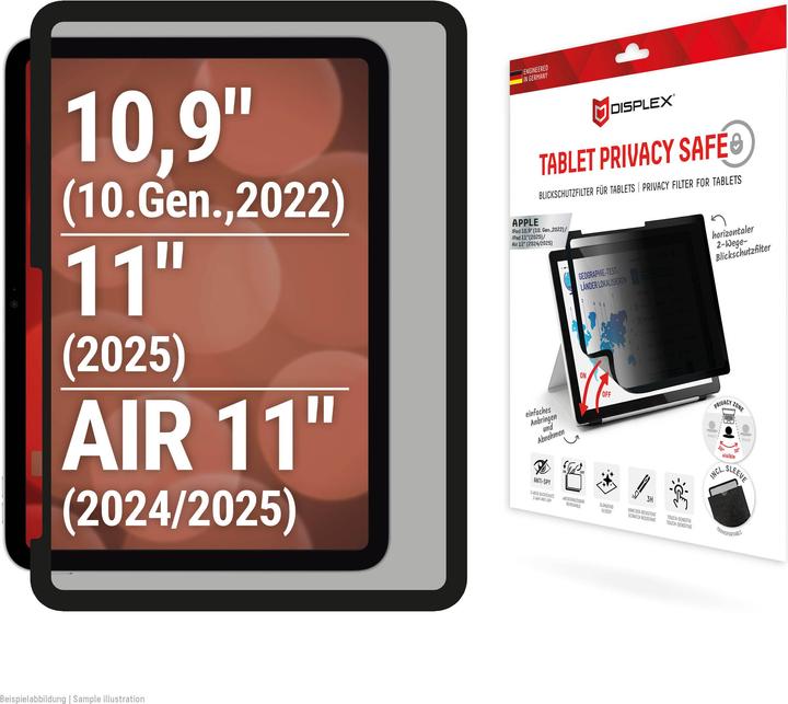 Image du produit Displex Tablet Privacy Safe, Tablet Blickschutzfolie (1 pièce(s), iPad 10.9 (2022), iPad Air 11 2024 (M2), iPad Air 11 2025)