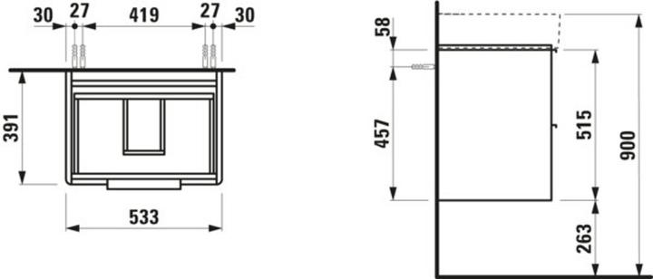 Produktbild Laufen Base für Val Waschtischunterschrank, 2 Schubladen, 530x390mm, H402192110