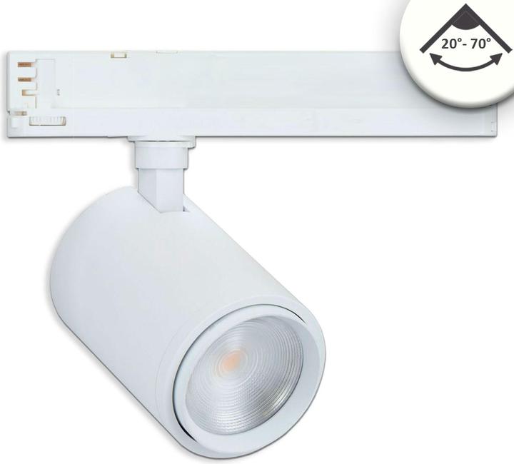 Image du produit Isoled Projecteur sur rail triphasé focalisable, 42W, 20°-70°, blanc mat, 4000K, CRI92, dimmable DALI