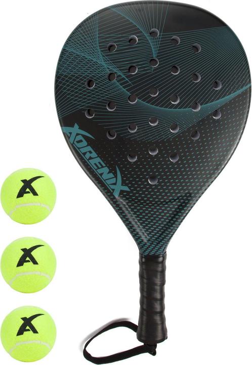 Adrenix Padel-Set Schläger mit 3 Bällen, 4-tlg.