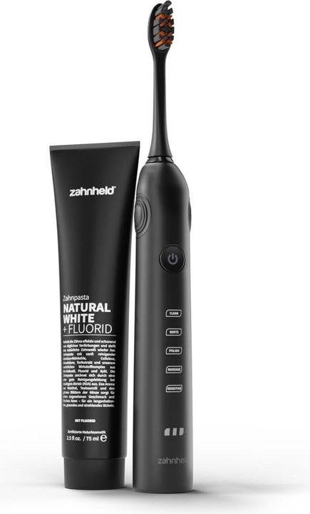 Zahnheld Schallzahnbürste & Natural White Schwarz (Schallzahnbürste)