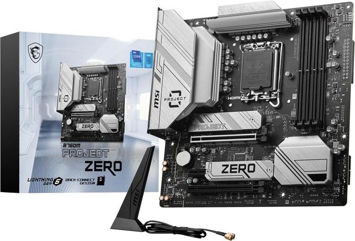 Produktbild MSI B760M PROJECT ZERO (LGA 1700, Intel B760, mATX)
