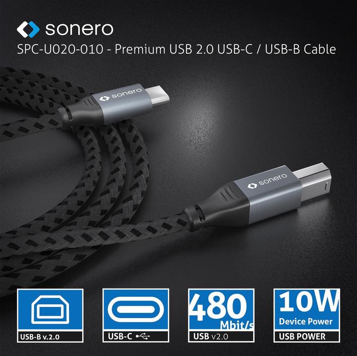 Image du produit Sonero Câble USB 2.0 USB C - USB B 1 m (1 m, USB 2.0)
