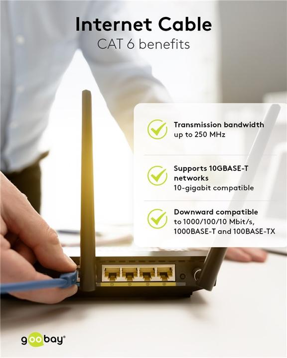 Produktbild Goobay CAT 6 Patchkabel, S/FTP (PiMF), Schwarz, 0.5 m (S/FTP, CAT6, 0.50 m)