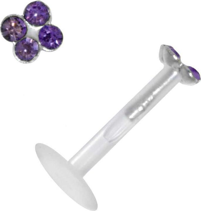 Image du produit Bijouteria Piercing pour lèvre/Tragus (Bioplastique, Argent 925, Cristallin)