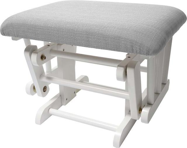 Produktbild Swisshandel24 Relaxsessel, Schaukelstuhl Sessel Schwingstuhl mit Hocker, Stoff/Textil - hellgrau, Gestell weiss
